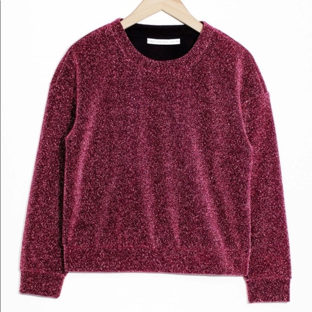 NWOT Metallic Raspberry Pink Lurex Shimmer Pullover Sweatshirt (Fits S/M)